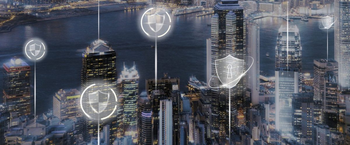 Smart city security background digital transformation digital remix