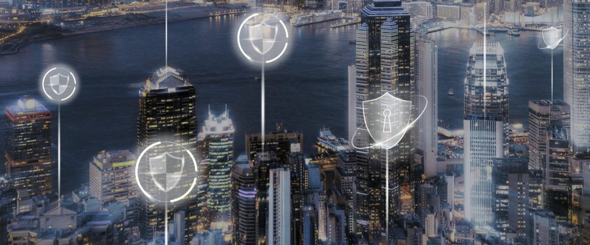 Smart city security background digital transformation digital remix
